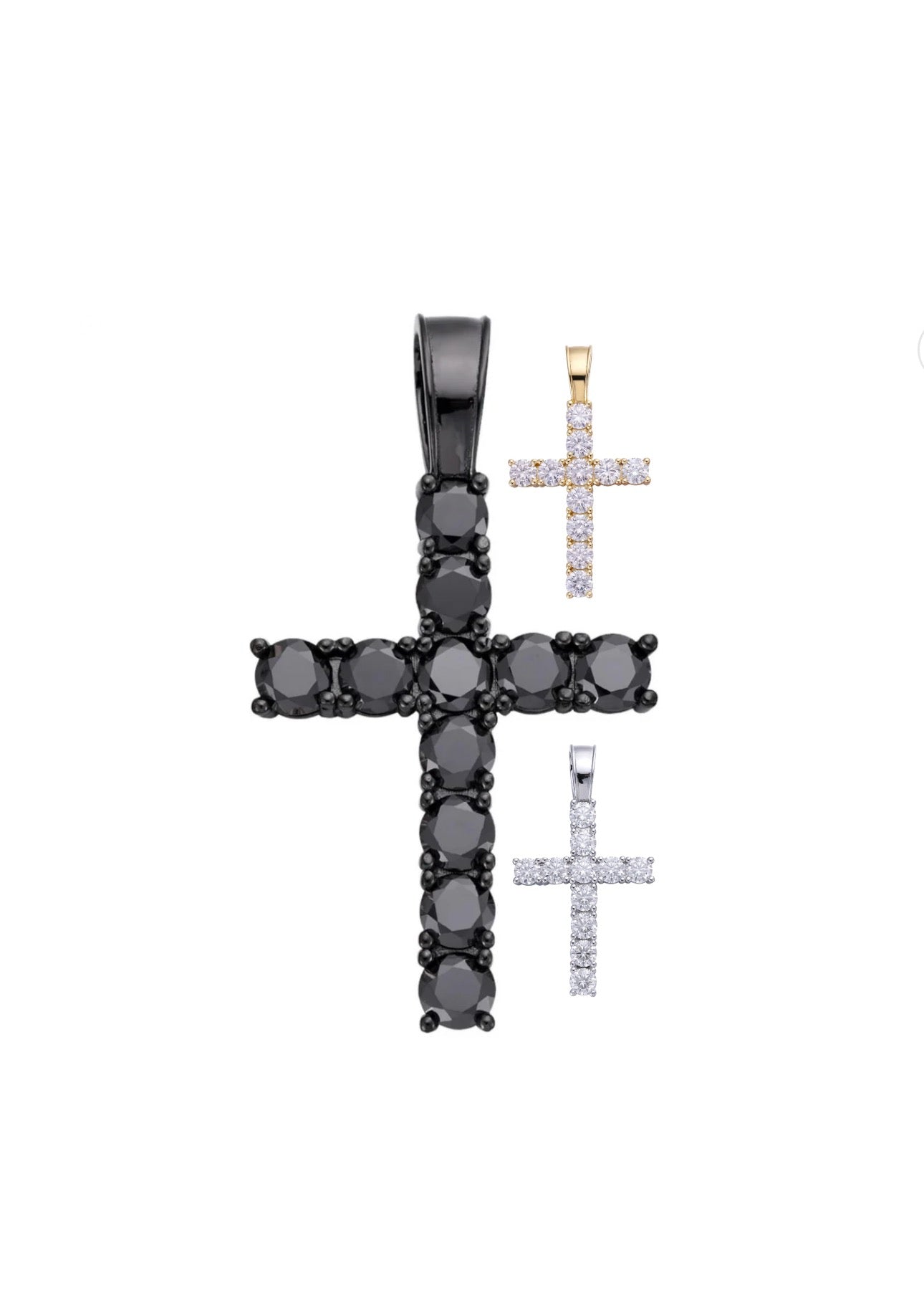 Lowers Cross Pendant - Solid Gold, Oxidized Rhodium, Silver, Gold Vermeil & Certified Moissanites