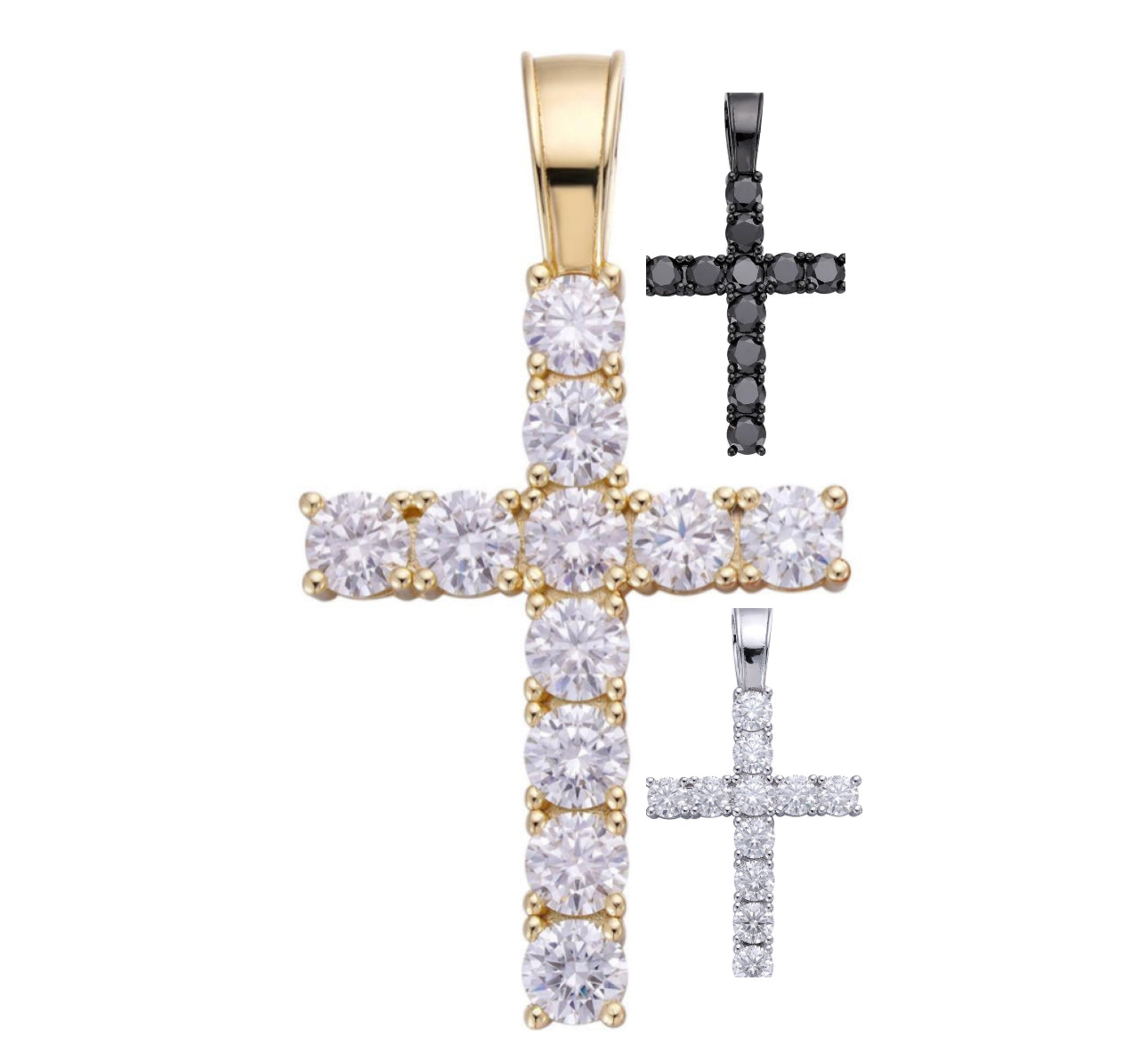 Lowers Cross Pendant - Solid Gold, Oxidized Rhodium, Silver, Gold Vermeil & Certified Moissanites
