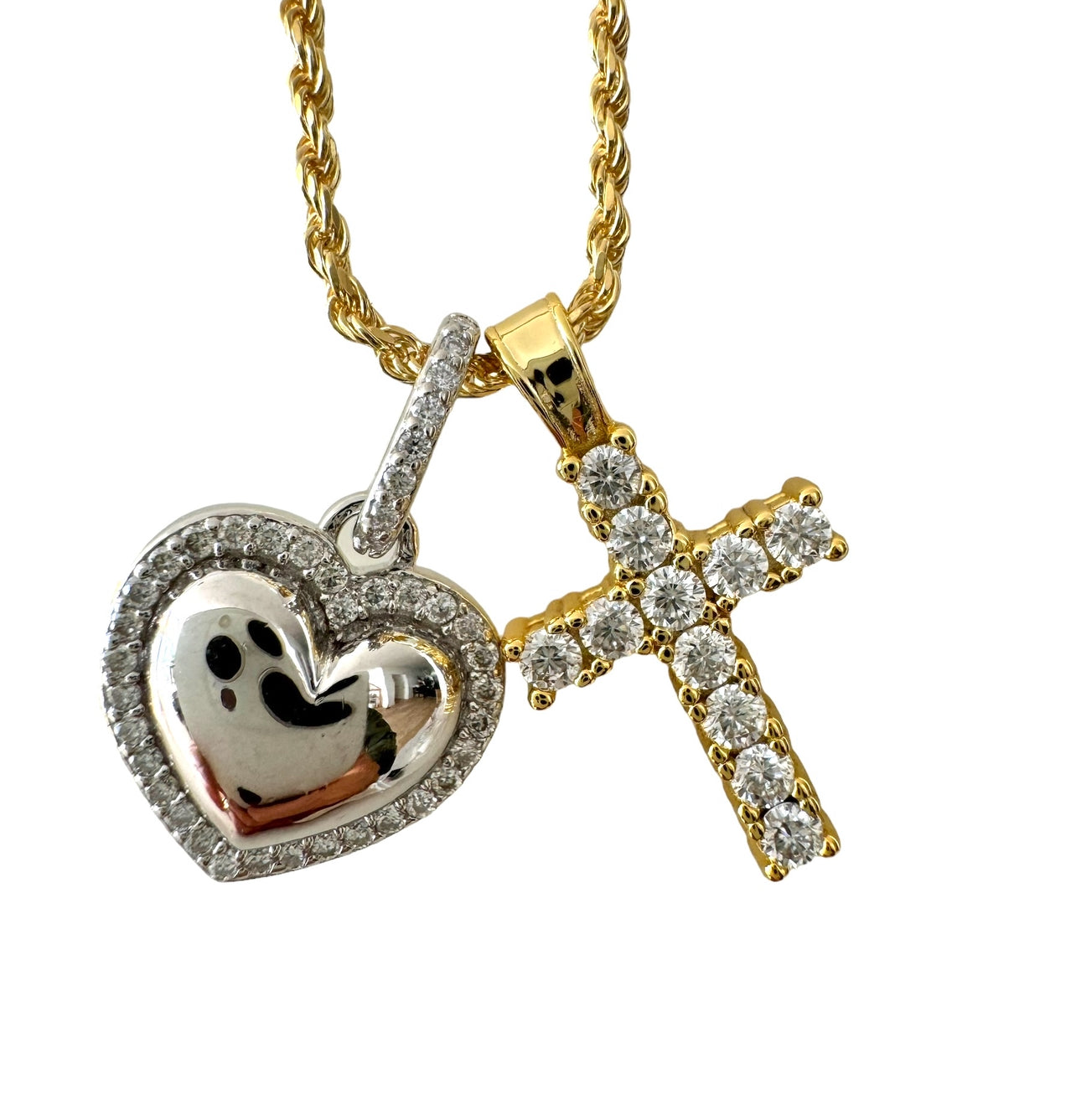 Sailah Necklace Set- Chain+Heart+Cross 14k Gold Vermeil